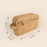 Travel Toiletry Pouch Vegan Leather Porcelain Measurement