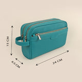 Travel Toiletry Pouch Vegan Leather Caribbean Measurement