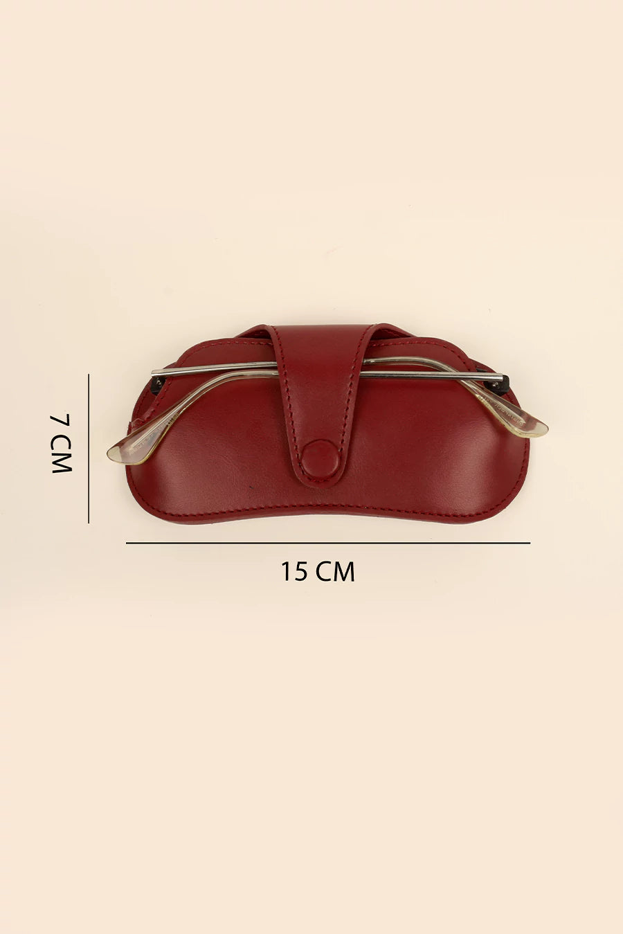 Jace Sunglass Cover Vegan Leather Pomegranate Measurement