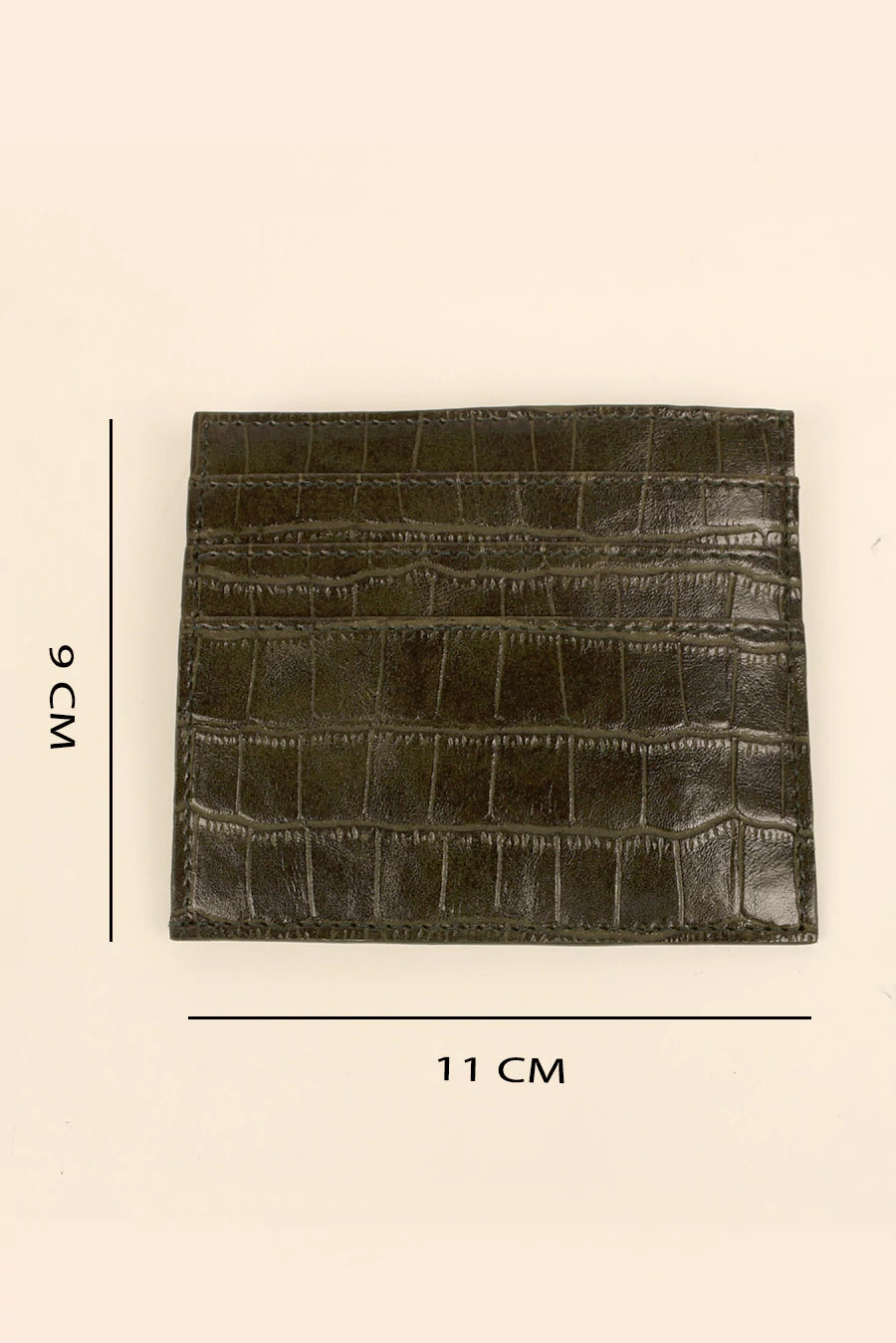 Vegan Leather James Card Holder Green Croco Measurement