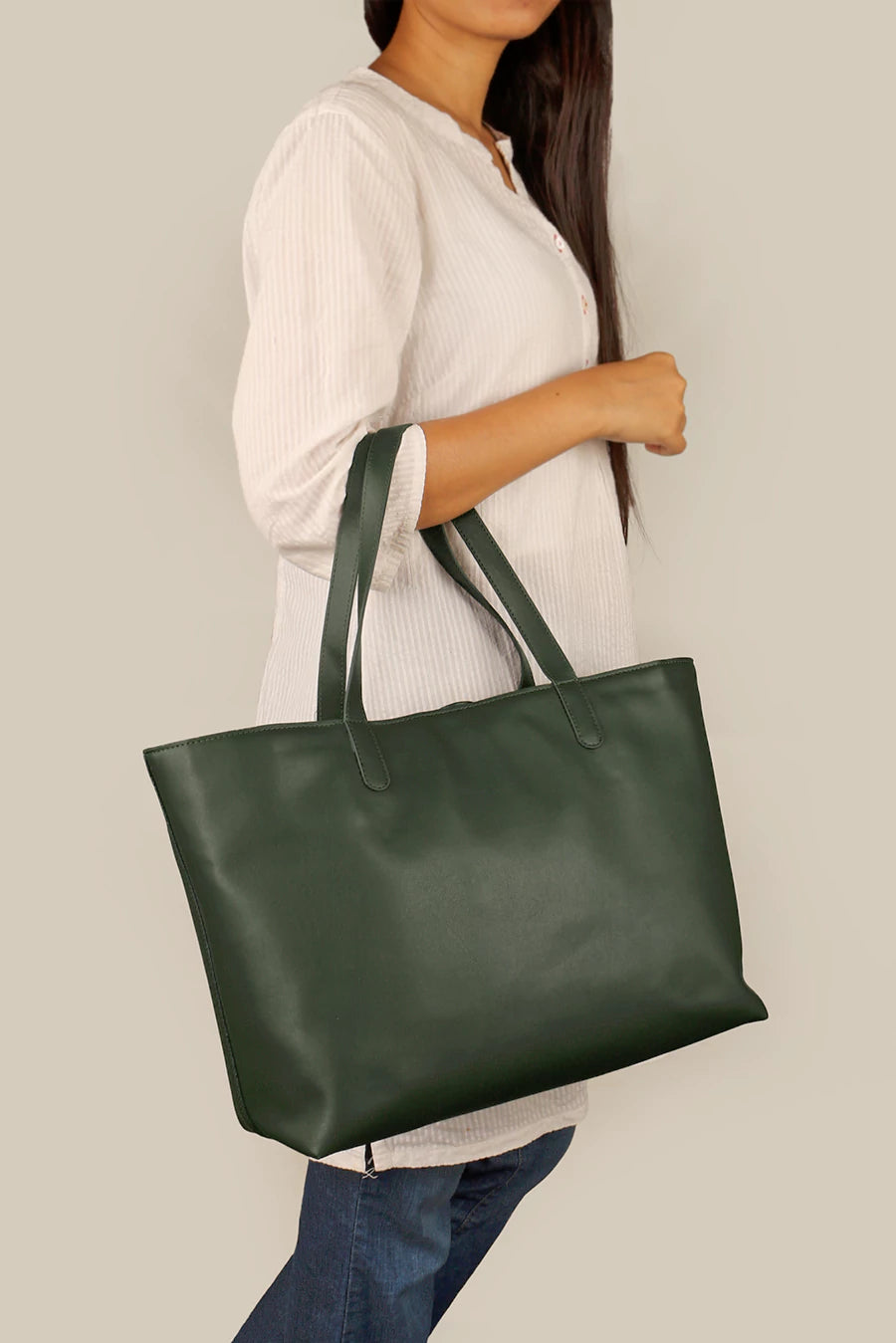 Vegan Leather Diaper Tote Bag Army Model 2