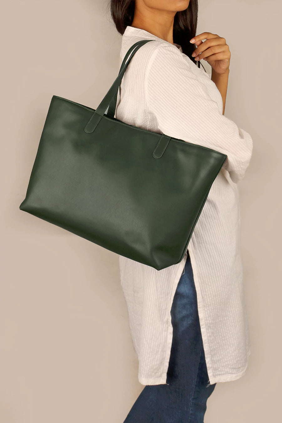 Vegan Leather Diaper Tote Bag Army Model 3