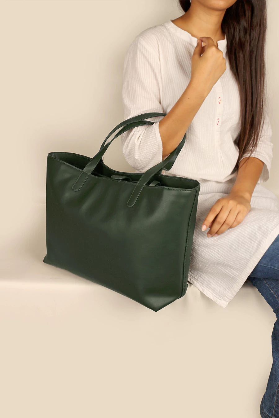 Vegan Leather Diaper Tote Bag Army Model 4