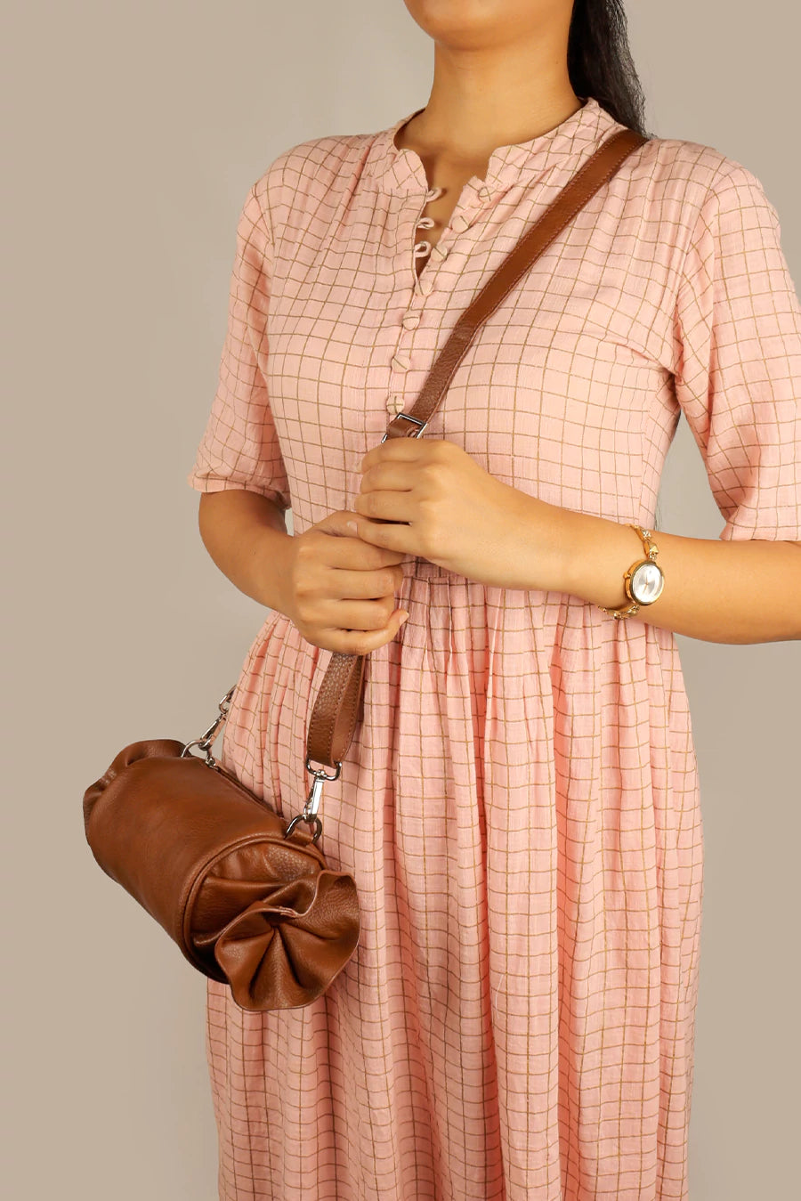 Vegan Leather Women Candy Sling Bag  Oxide Red Model5