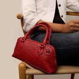 Everly Vegan Leather Women Handbag Ostrich Red Model 2
