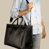 Charlotte Women Tote Bag Vegan Leather Ostrich Black Model 2