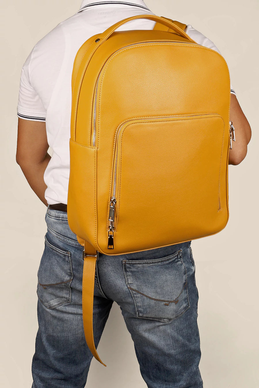 Alexa Vegan Leather Men Backpack Gold Fish Model 1