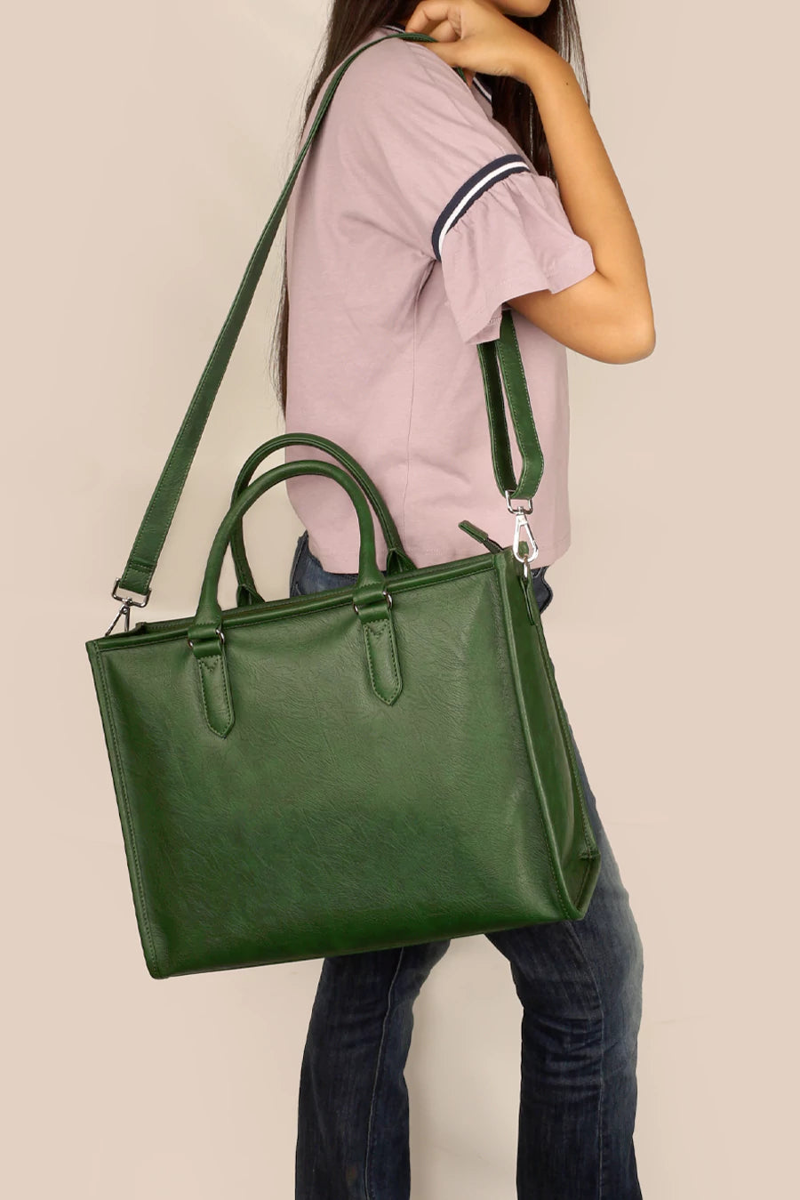 Charlotte Women Tote Bag Vegan Leather Peacock Model 1