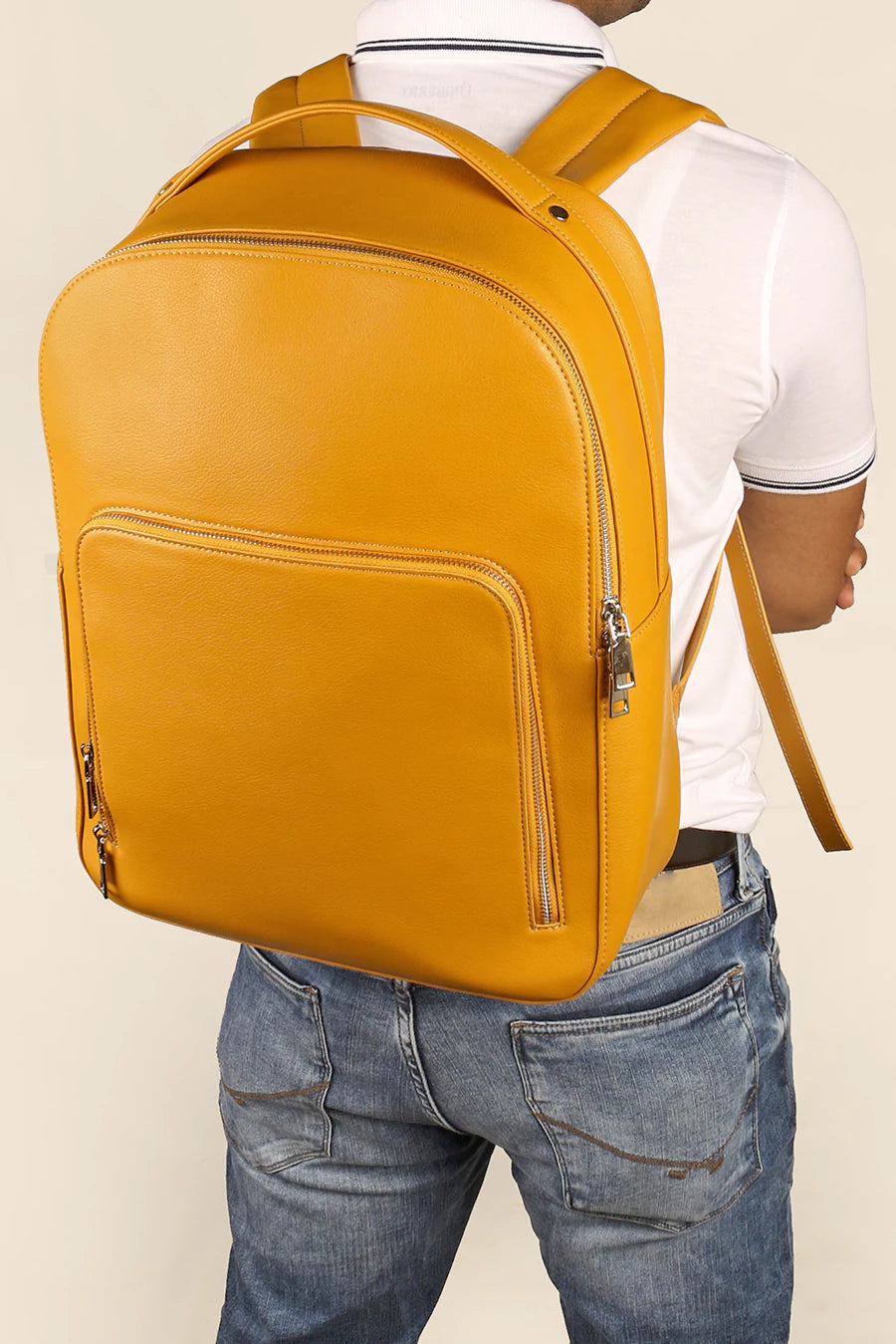 Alexa Vegan Leather Men Backpack Gold Fish Model 2