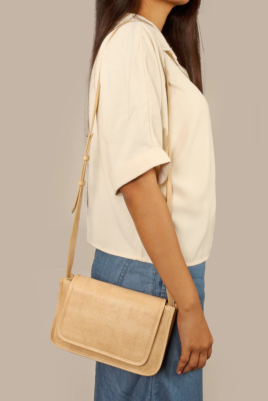 Alice Vegan Leather Women Sling Bag Porcelain Model 1