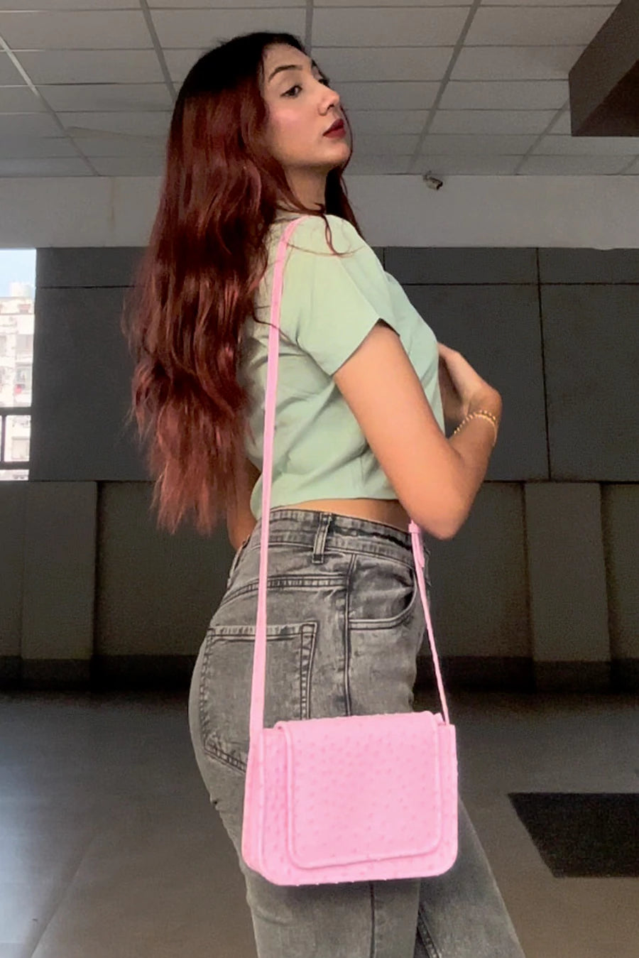 Alice Women Vegan Leather Sling Bag Ost M2Pink