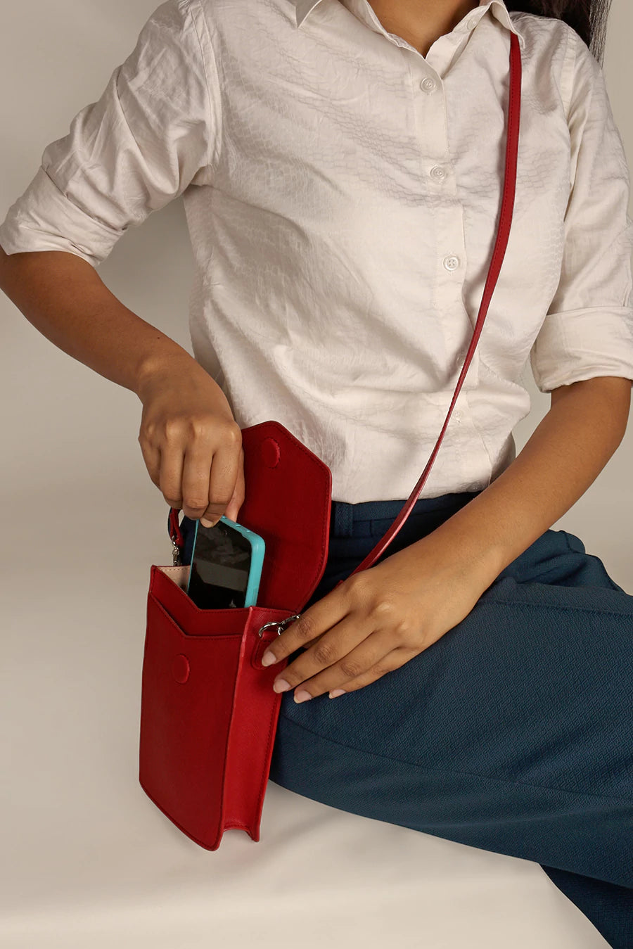 Walker Vegan Leather Mobile Sling Ruby Model 3
