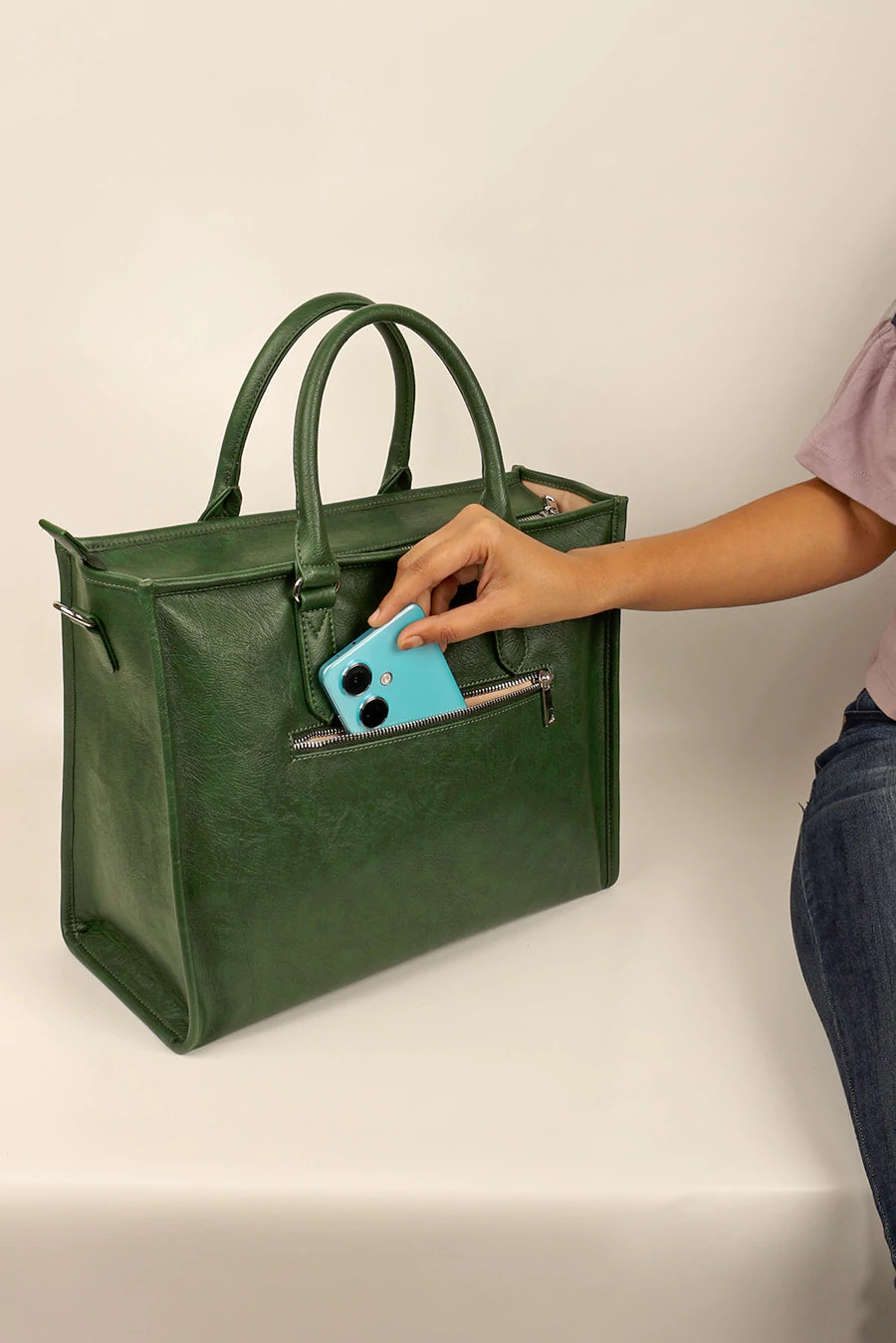 Charlotte Vegan Women Box Tote Bag Peacock M5