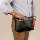 Arthur Men Vegan Leather Sling Bag Vanta Black M4