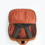 carry all your gaming gear in style in our cruelty free paddle bag tan inside
