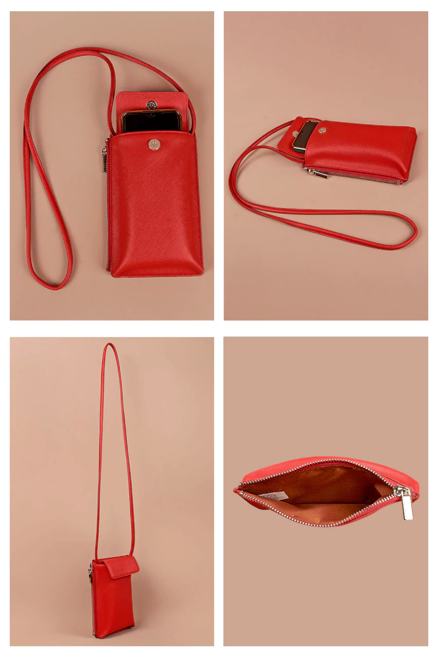 Grace Vegan Mobile Sling Bag scarlet detail