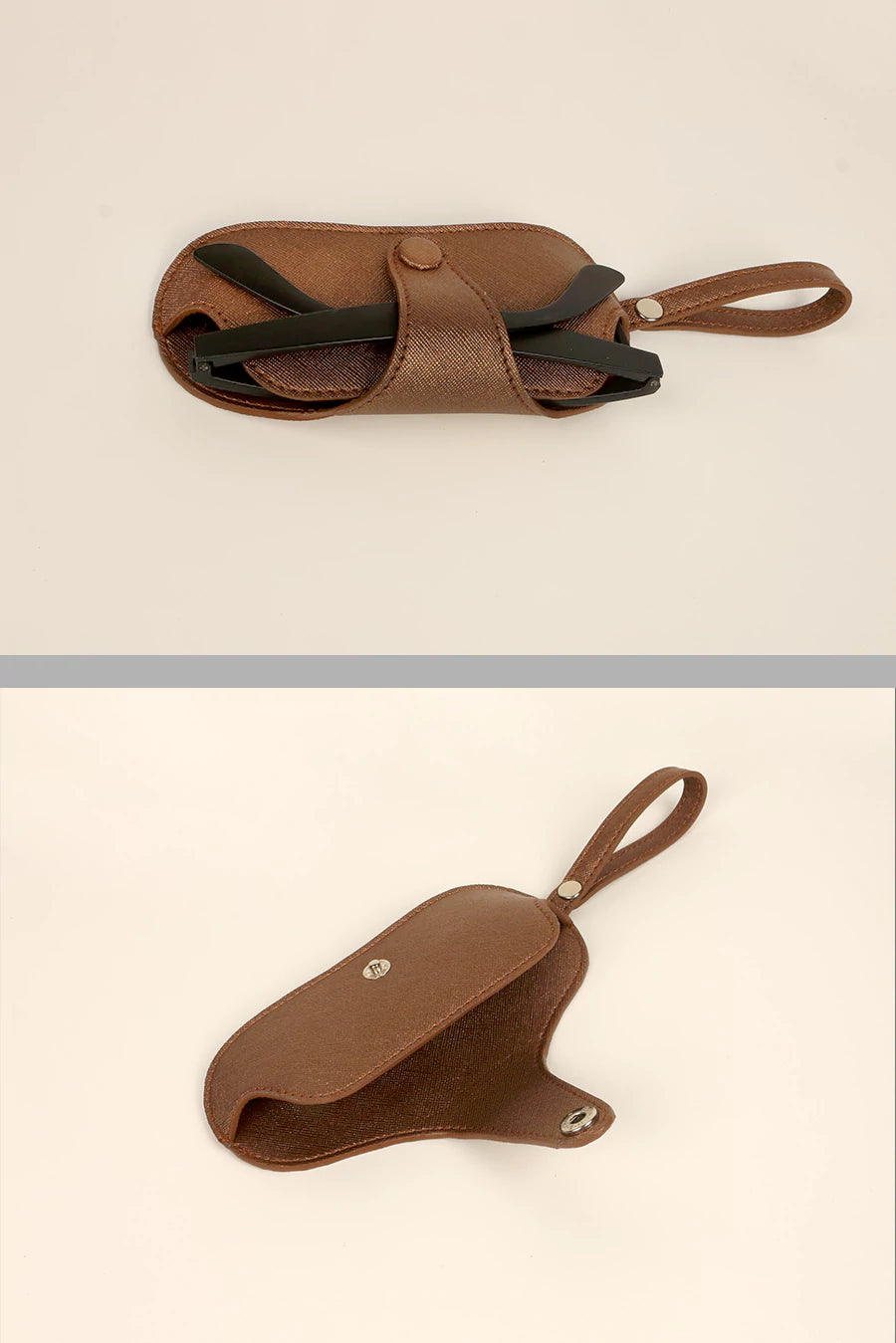 Jace Sling Sunglass Cover Vegan Metallic Dark Gold Lifestyle