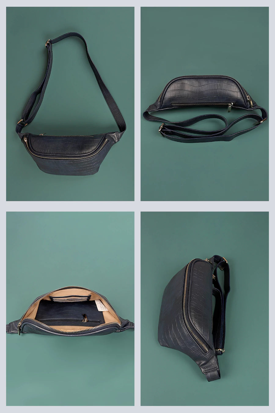 Kipp Vegan Fanny pack blue croco detail
