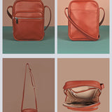 Vegan Men Sling Bag Cognac Detail