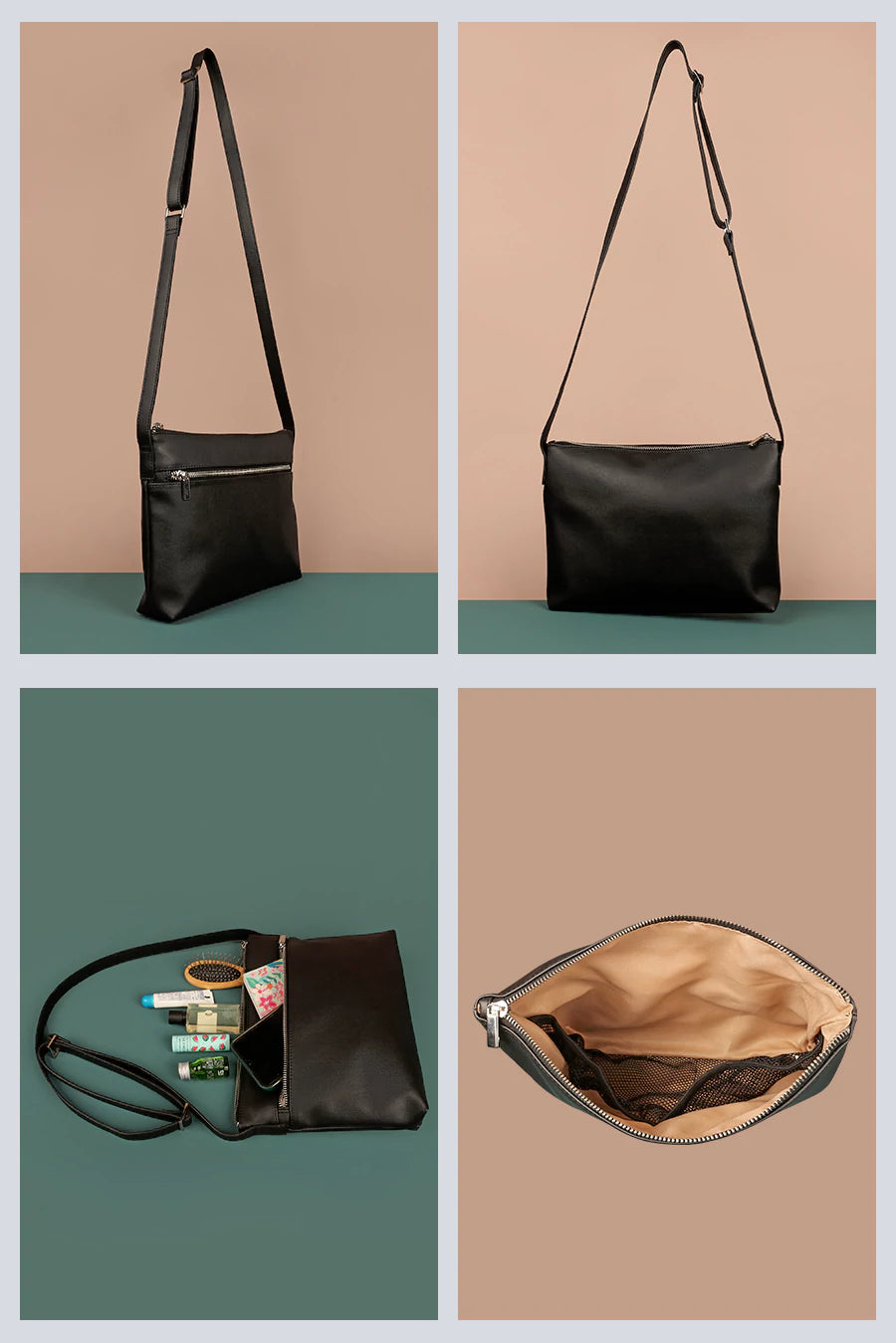 Arthur Men Vegan Leather Sling Bag Detail Vanta Black