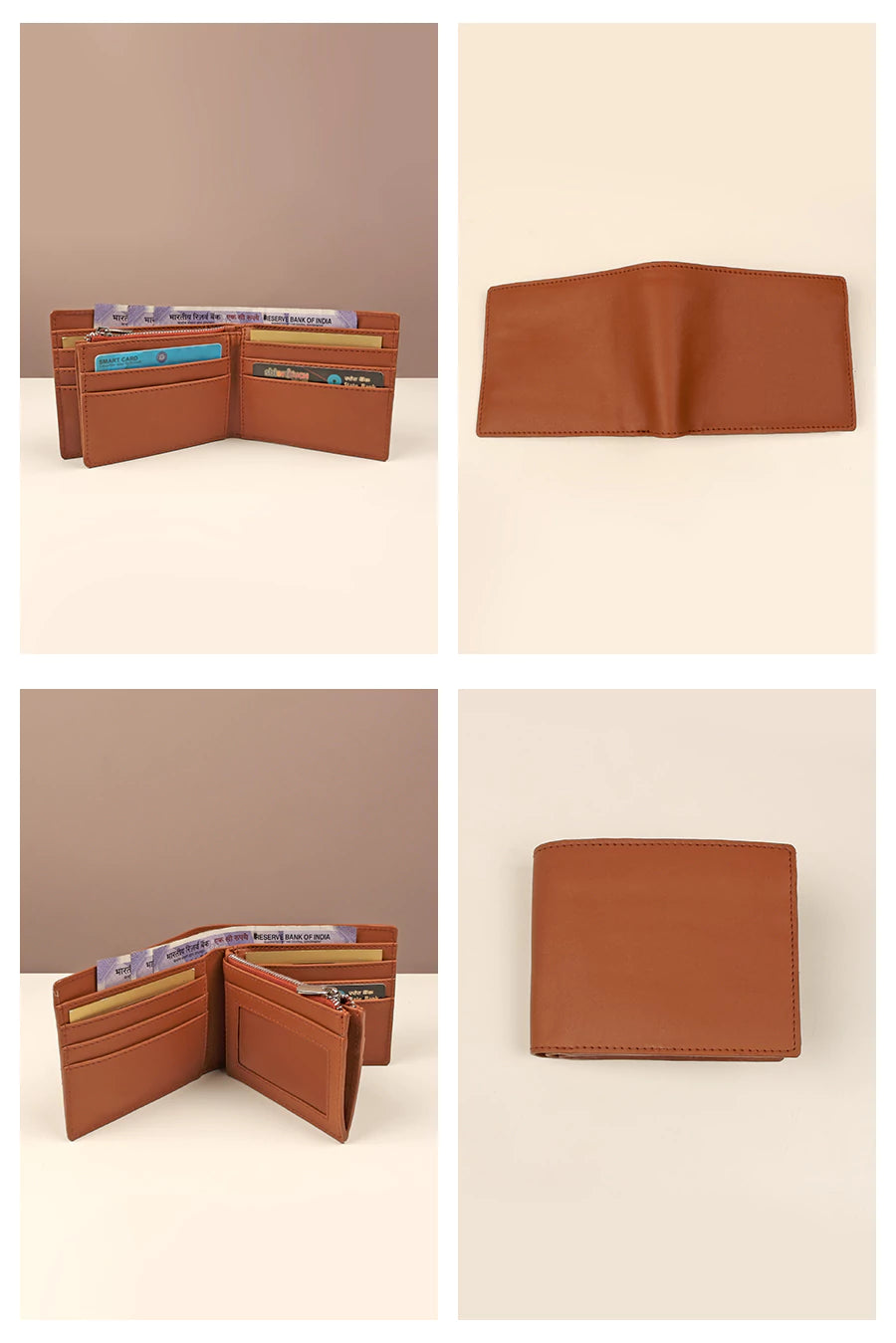 Leonardo Vegan Leather Men Bifold Wallet Firepit Details