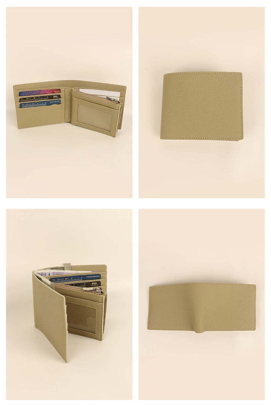 Leonardo Men Vegan Leather Bifold Wallet Gauge Details