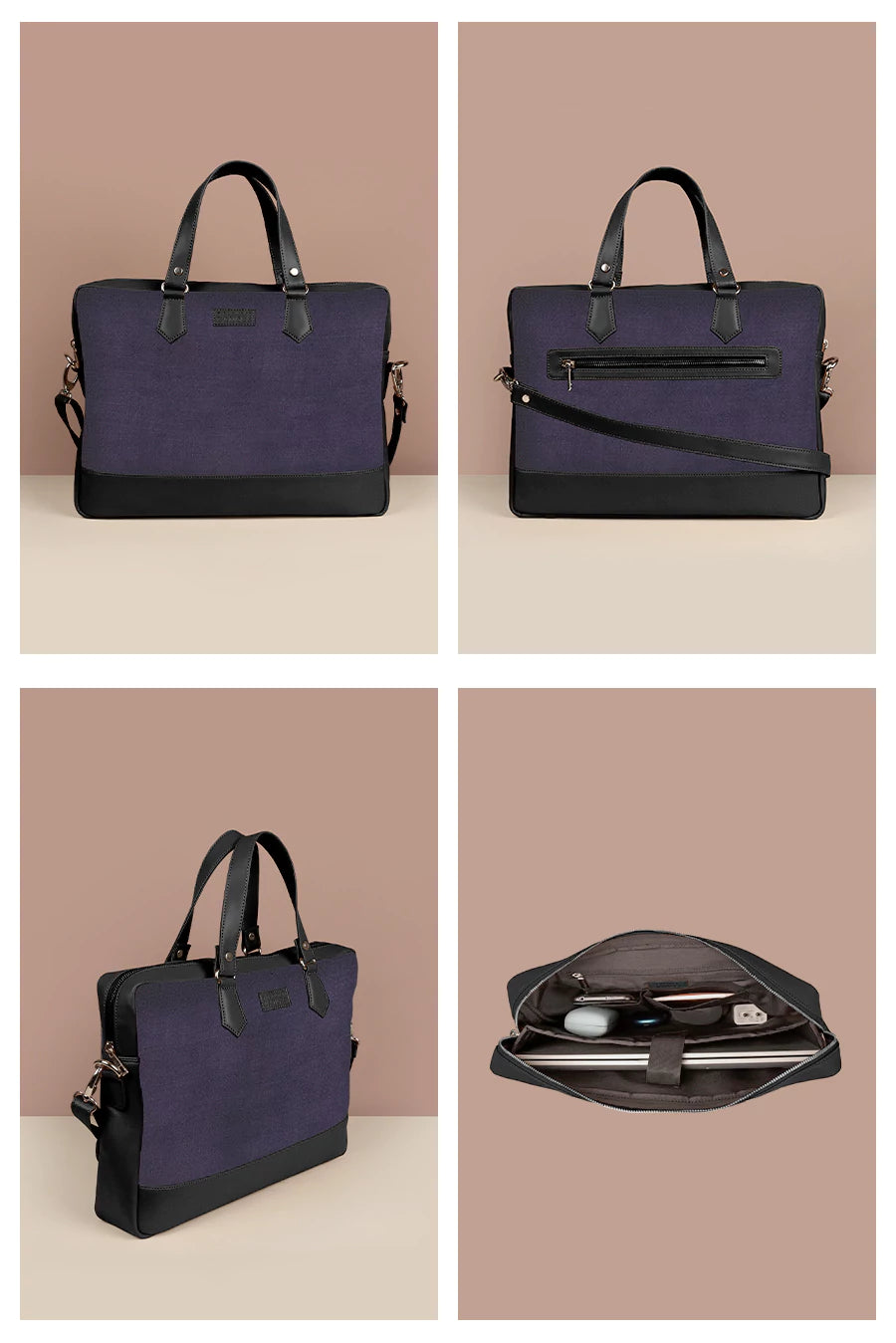 Soft Jute Ross Men 15" Laptop Bag Lavender Details
