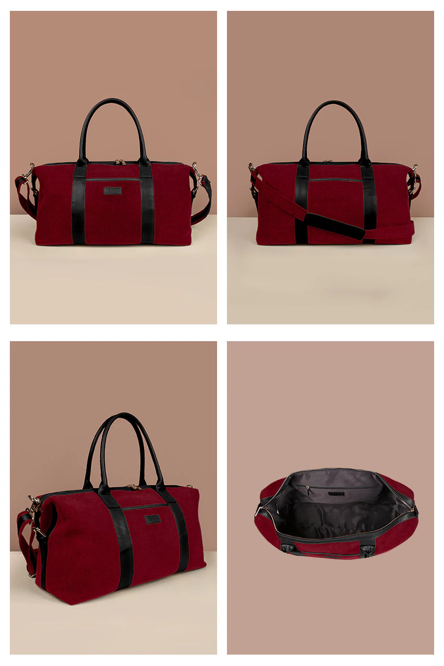 Soft Jute Joey Men Travel Duffle Bag Merlot Details