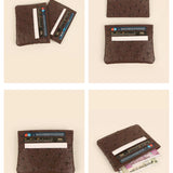 Archie Vegan Leather Cash & Card Pouch Ostrich Brown Details