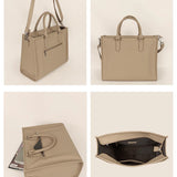 Vegan Leather Charlotte Women Office Tote Bag Beige Details