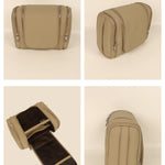 Hanging Toiletry Bag Vegan Leather Beige Details