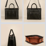 Charlotte Women Tote Bag Vegan Leather Ostrich Black Details