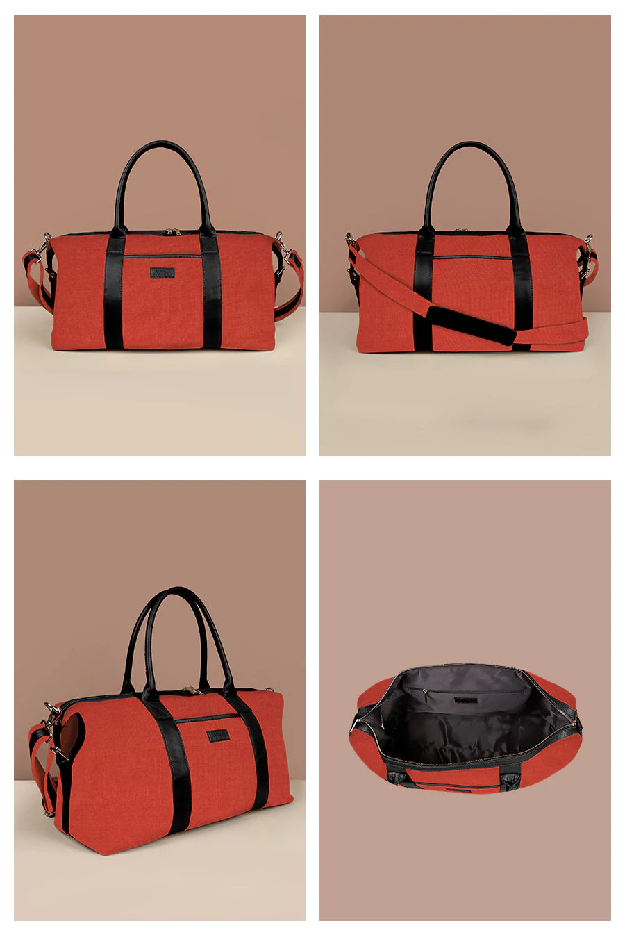 Soft Jute Joey Men Travel Duffle Bag Tomato Details
