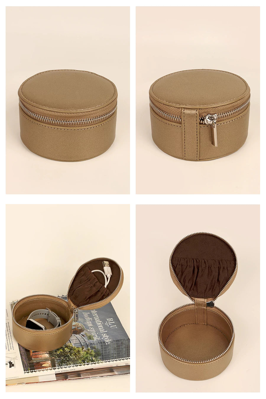 Rogate Large Vegan Leather Watch Case Gilt Detail