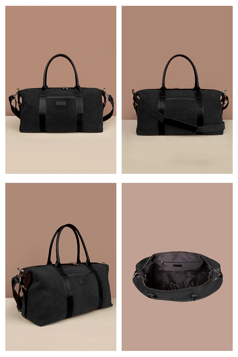 Soft Jute Joey Men Travel Duffle Bag Black Bean Details