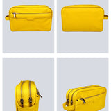 Travel Toiletry Pouch Vegan Leather Citron Details