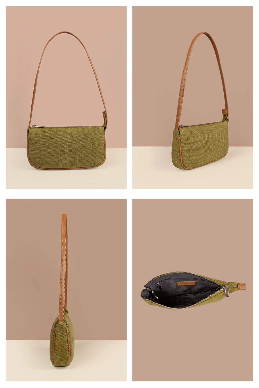Soft Jute Daily Vegan Women Handbag Moss Detail