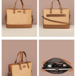 Soft Jute Ross Men Office Laptop Bag Biscuit Detail