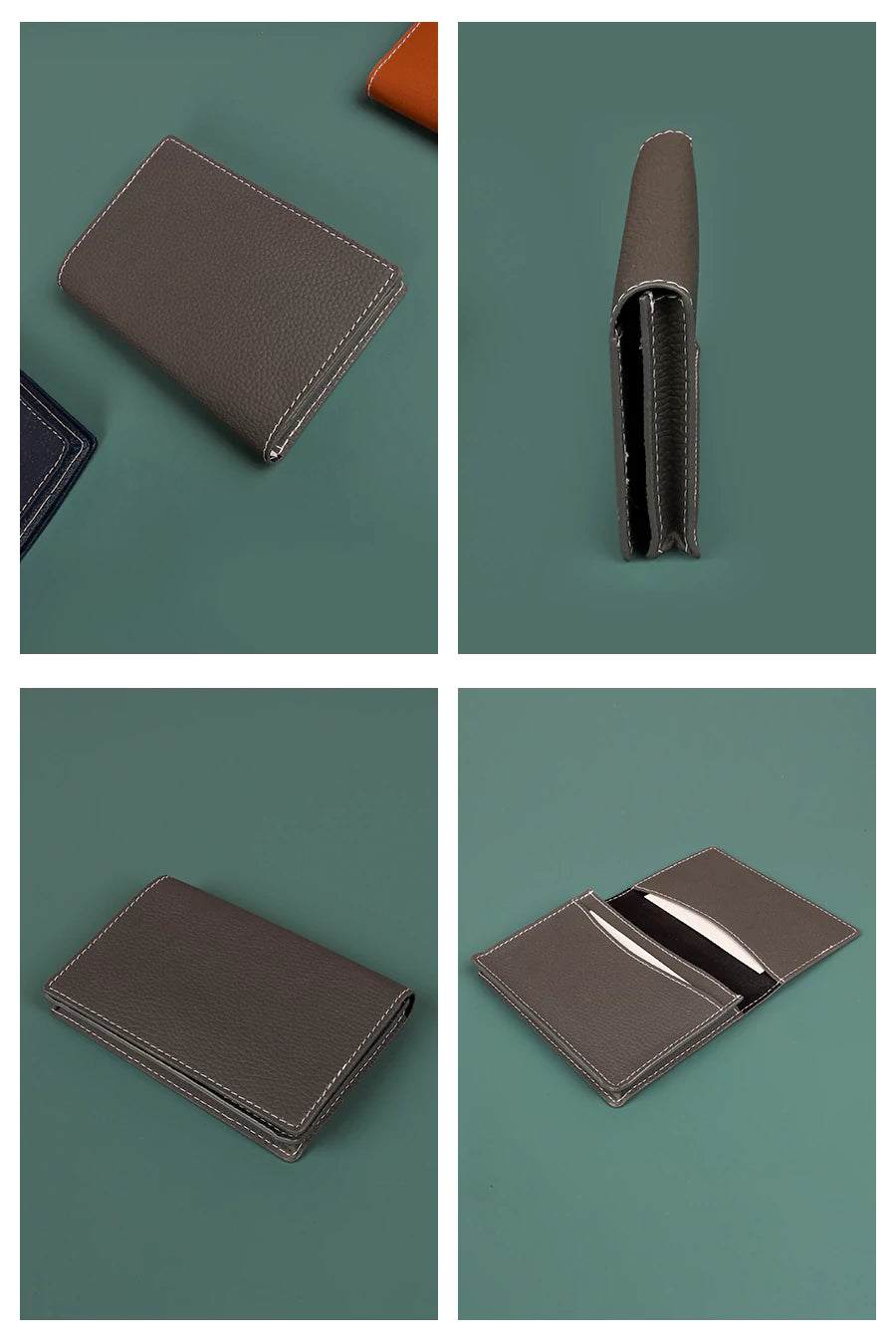 Beth Vegan Card Holder Dark Cement Detail
