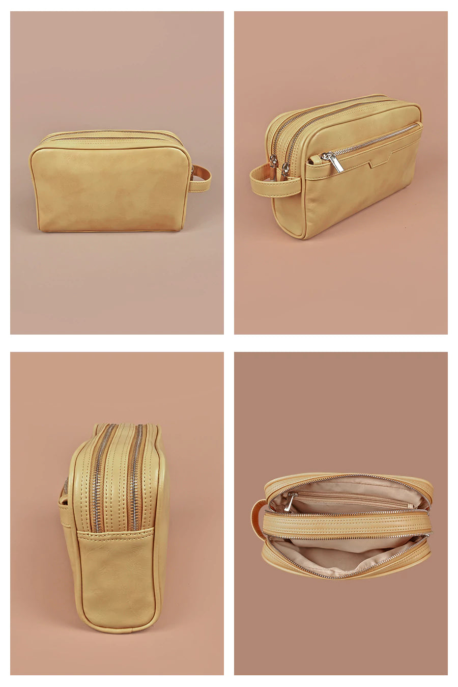 Men Vegan Travel toiletry bag buttermilk detail