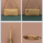 Emily Vegan Leather Women Shoudler Bag Wood Brass Detail