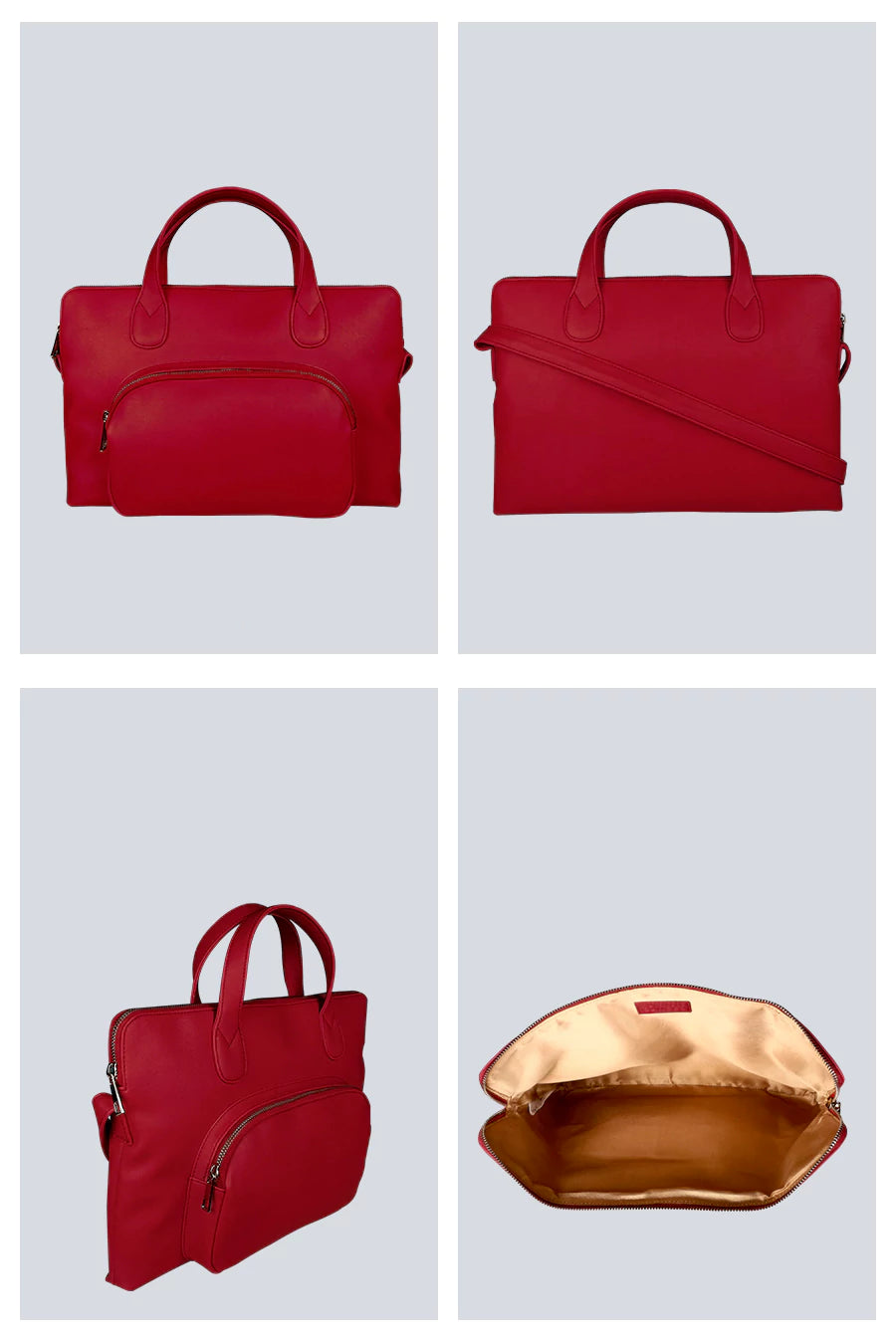 13 inch vegan Slim laptop bag rosewood detail