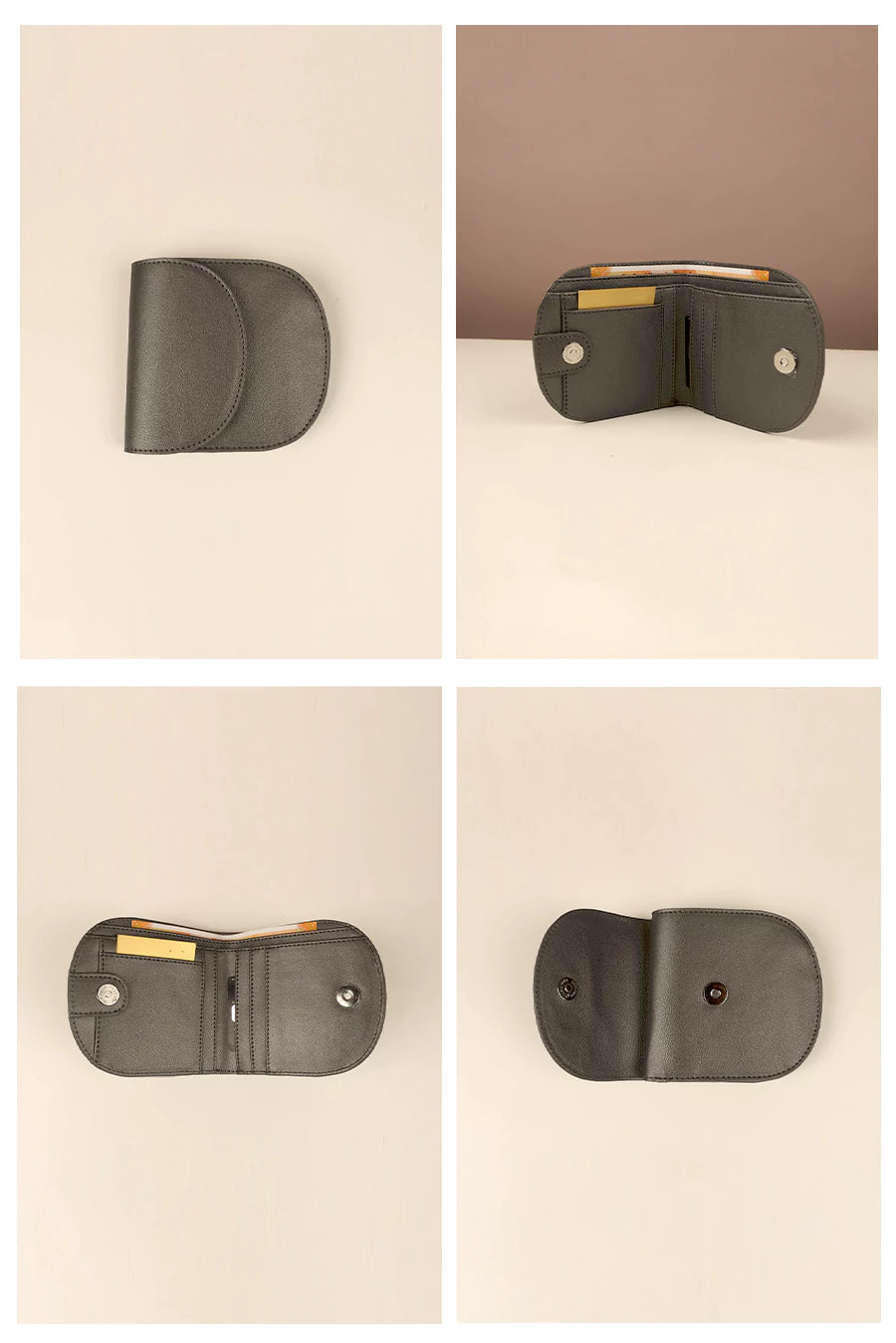 Vegan Women Mini Purse/Wallet Gunmetal Detail