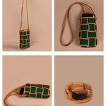 Soft jute Mobile sling Bag olive detail