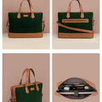 Soft Jute Ross Men Office Laptop Bag Olive Detail