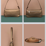 Emily Vegan Leather Women Shoulder Bag Gunmetal Detail