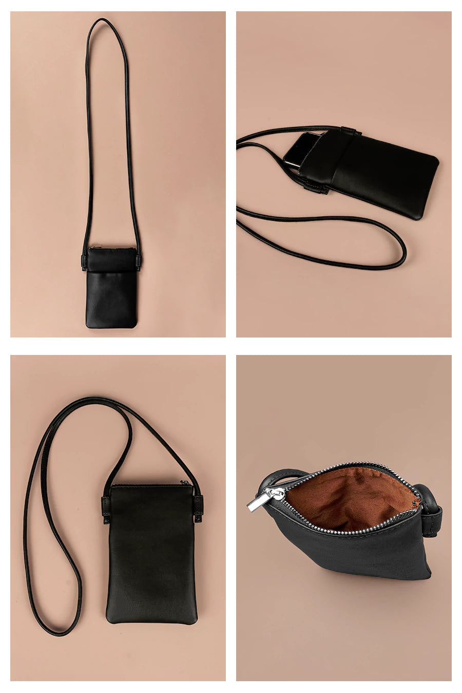 Lify Mobile Sling Bag Vegan Leather Vanta Black Details