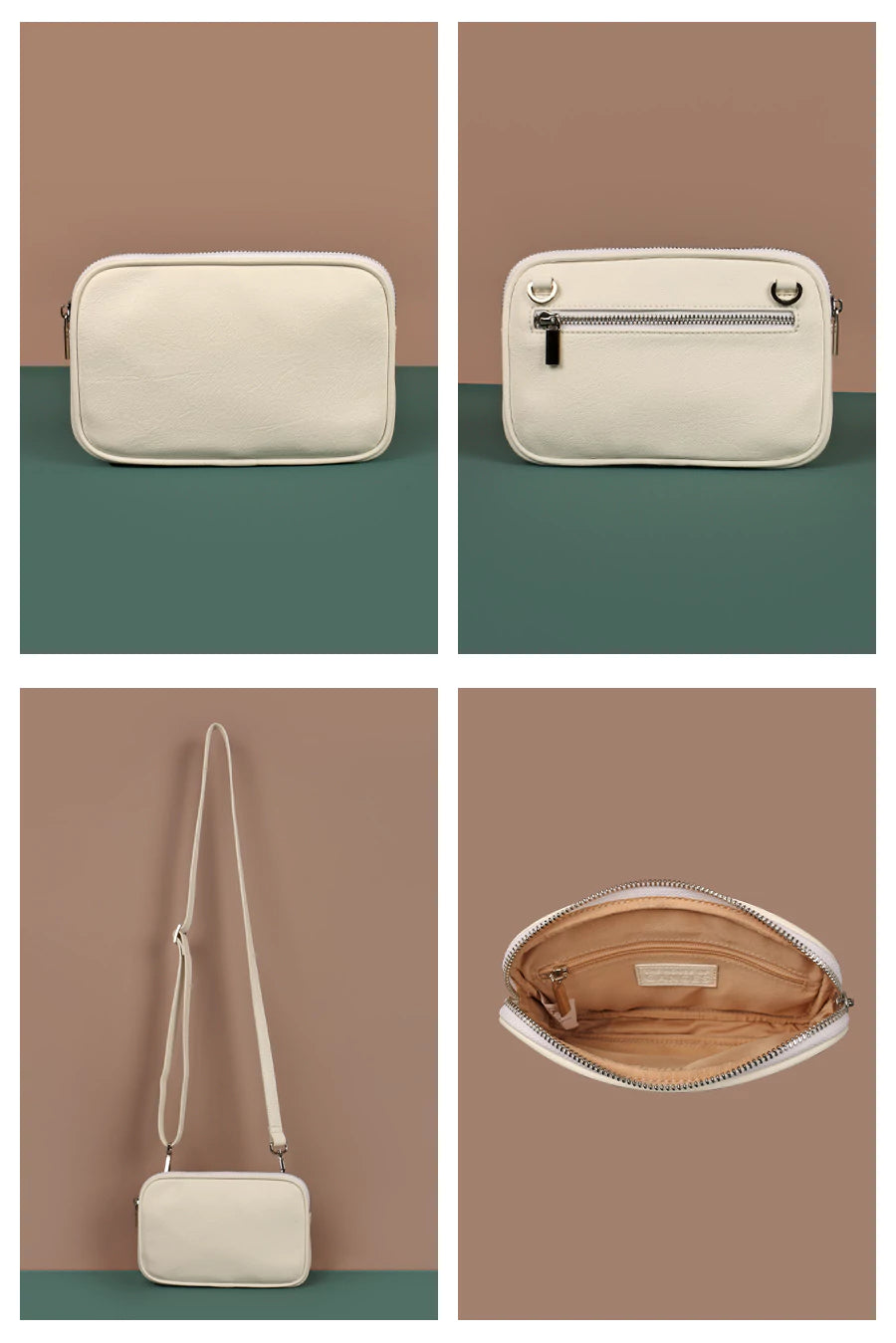 Classic Vegan Leather Women Crossbody Milky Detail