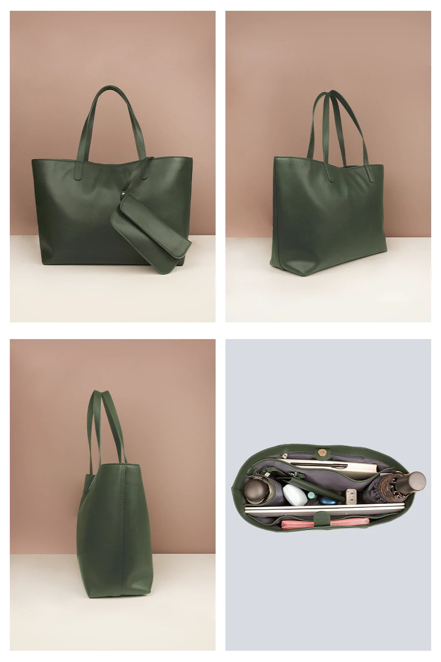Baby Diaper Bag Vegan Leather Women Tote Army Detail