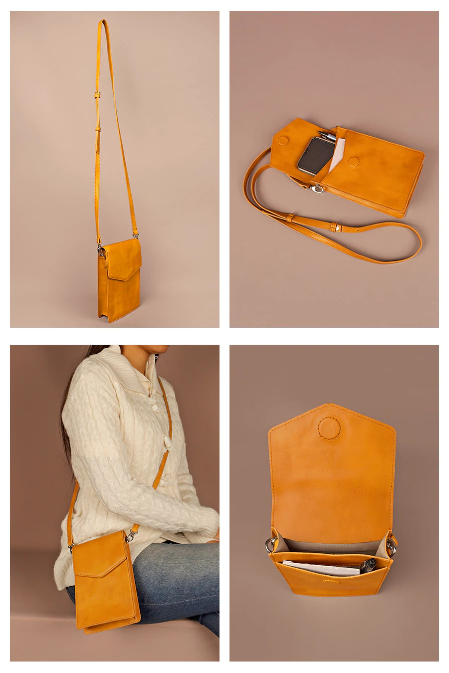 Vegan Walker Mobile Sling Bag Chrome Detail
